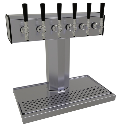 Glastender BT-6-SS Countertop Tee Draft Dispensing Tower - (6) Faucets