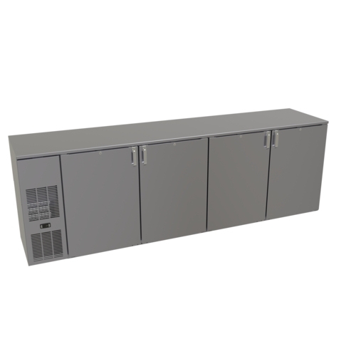 Glastender C1FB108 108" x 24" Stainless Steel Back Bar 4 Section Refrigerator