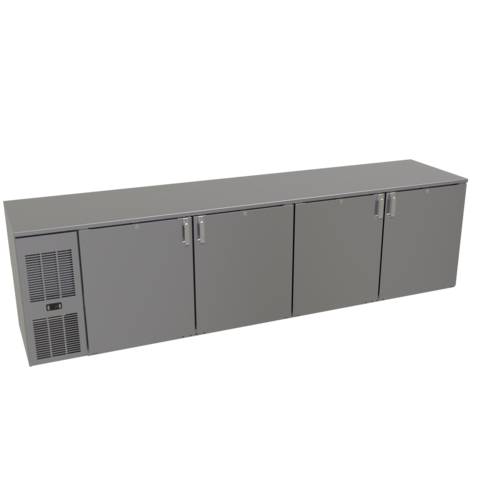 Glastender C1FL108 108" x 24" Stainless Steel Back Bar 4 Section Refrigerator