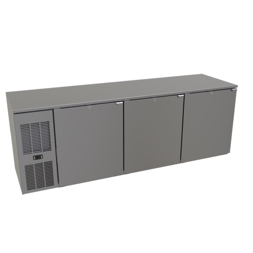 Glastender C1FL84-UC 84"x24" Stainless Steel Undercounter 3 Section Refrigerator