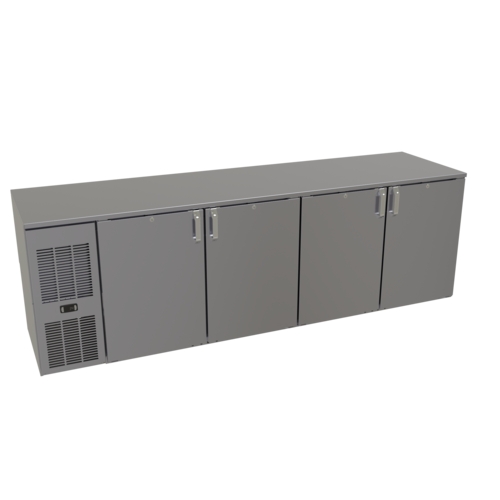 Glastender C1FL92 92" x 24" Stainless Steel Back Bar 4 Section Refrigerator