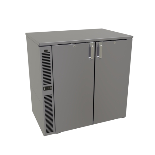 Glastender C1SB36 36" x 24" Stainless Steel Back Bar 2 Section Refrigerator