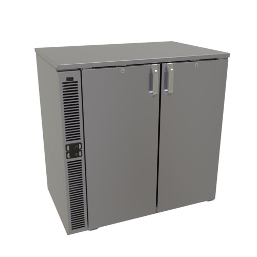 Glastender C2SB36 36" x 24" Stainless Steel Back Bar 2 Section Refrigerator