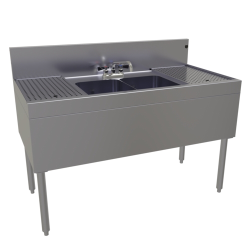 Glastender DSB-48-S 48" x 24" Stainless Steel Two Comp Underbar Sink