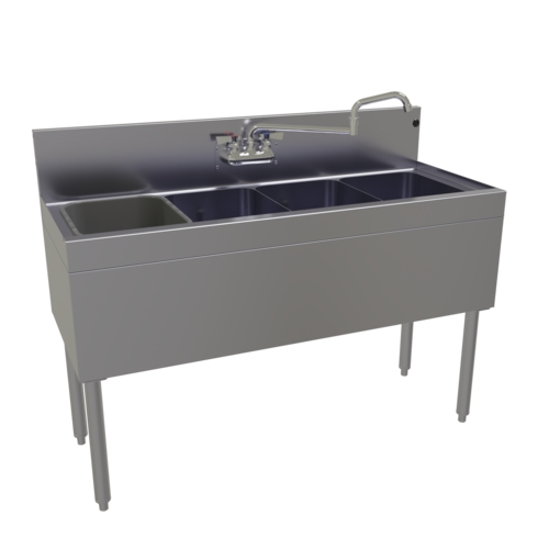 Glastender FSA-48-S 48" x 19" Stainless Steel Four Comp Underbar Sink