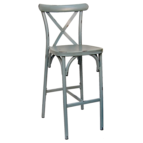 H&D Commercial Seating 7305B Stackable Aluminum Frame Barstool w/ Vintage Blue Finish