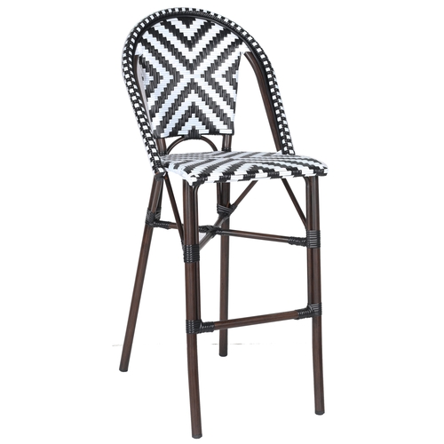 H&D Commercial Seating 7263B Aluminum-Framed Barstool w/ Artificial Rattan Texture