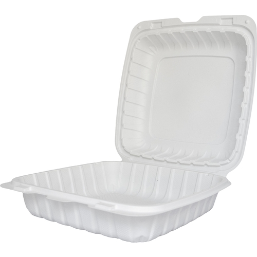 International Tableware, Inc TG-PM-99 9" x 9" Microwaveable 1 Compartment White Plastic Container