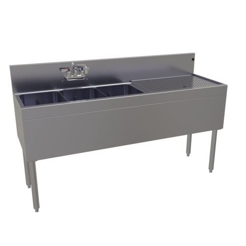 Glastender TSA-60L-S 60" x 19" (3) Compartment Underbar Sink 