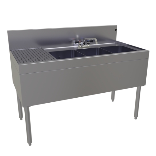 Glastender TSB-48R-S 48" x 24" (3) Compartment Stainless Steel Underbar Sink
