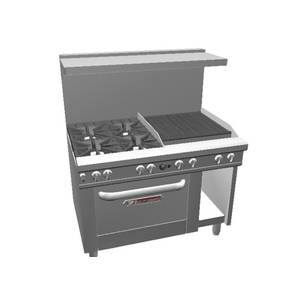 Southbend 4481AC-2CR Ultimate 4 Burner Gas Range w/ 24" Right Side Charbroiler