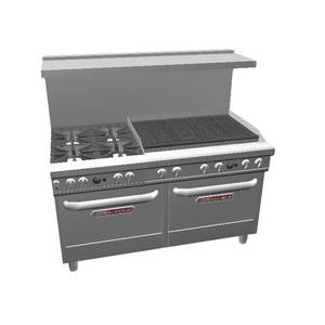 Southbend 4601AA-3CR Ultimate 60" Gas 4 Burner Range w/ 36" Right Charbroiler