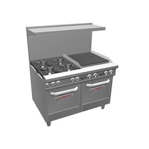Southbend 4481EE-2CR Ultimate Series Gas 4 Burner range w/ 24" Right Charbroiler