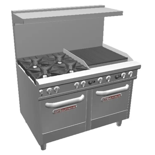 Southbend 4483AC-2CL Ultimate 48" 4 Burner Gas Range w/ 24" Left Charbroiler