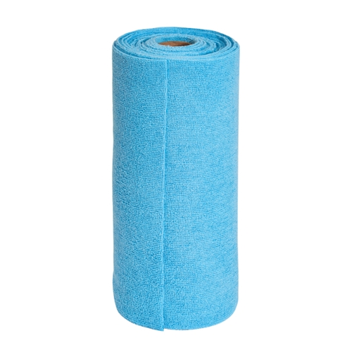 Winco BTM-12B 12"x12" Disposable Blue Rolled Microfiber Towel - 50 Sheets