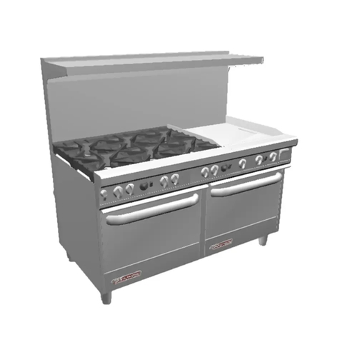 Southbend 4601AC-2CL Ultimate 60" 6 Non-clog Burner Range w/24" Left Charbroiler