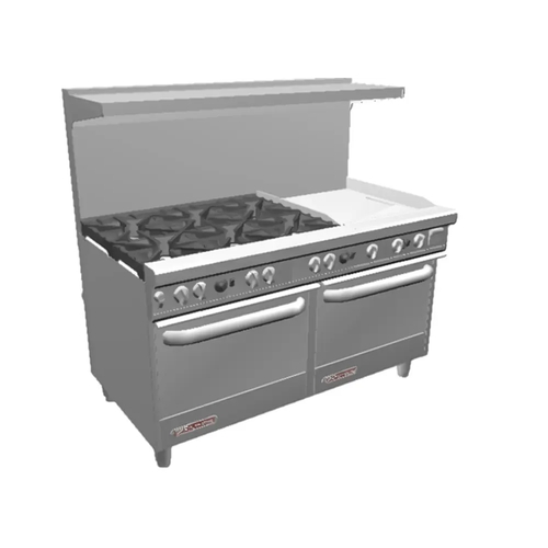 Southbend 4601AC-3CR Ultimate 60" 4 Non-clog Burner Range w/36" Right Charbroiler
