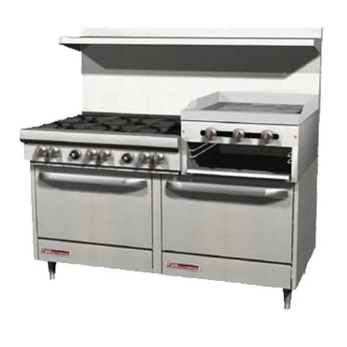 Southbend 4602CC-2RR Ultimate 60" 6 Non-clog Burner Range w/ 2 Cabinet Bases