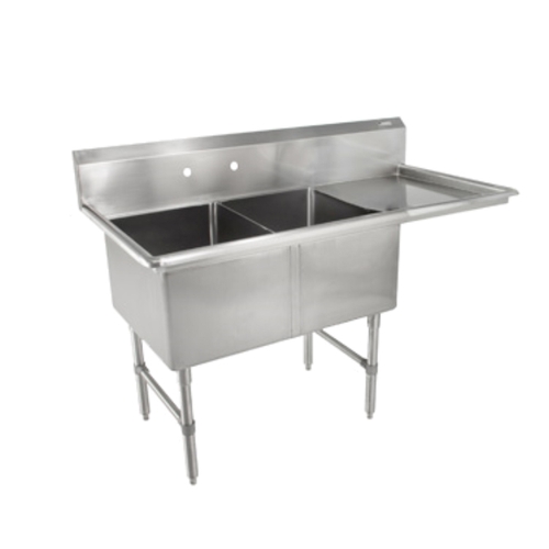 John Boos 2B184-1D18R-X B Series 2 Compartment 18x18x14 Sink w/ 18" Right Drainboard