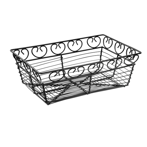 Winco WBKG-9 9" x 5-7/8" Rectangular Black Wire Bread/Fruit Basket