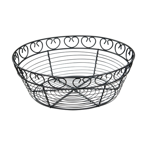 Winco WBKG-10R 10" Dia. Round Black Wire Bread/Fruit Basket