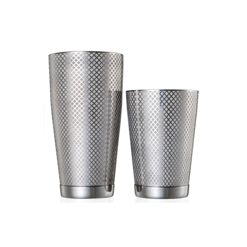 Mercer Culinary M37200 Barfly 28 oz Diamond Lattice Etched Cocktail Shaker Set