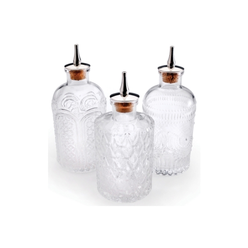 Mercer Culinary M37195 Barfly Retro Style 3 Piece Glass Bitter Bottle Set