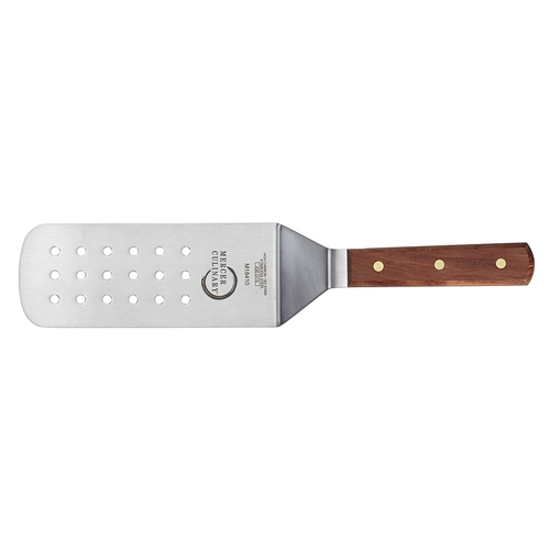 Mercer Culinary M18410 Praxis® High Carbon Stainless Steel 8"x3" Perforated Turner 