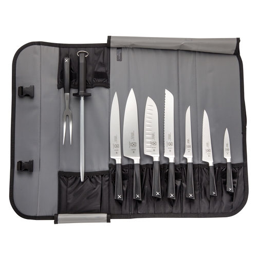 Mercer Culinary M21840 ZüM® 10-Piece German Steel Knife Roll Set w/ Storage Roll