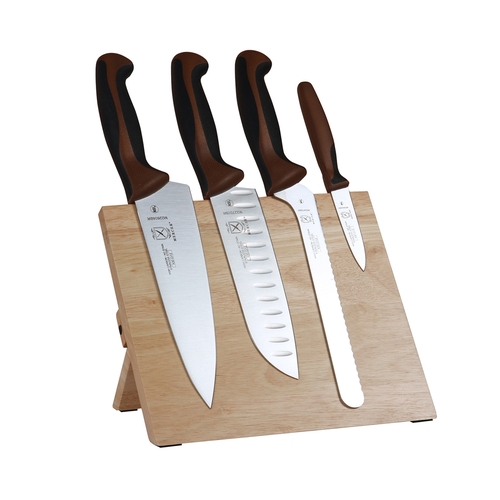 Mercer Culinary M21980BR Millennia® 5-Piece Knife Set w/ Rubberwood Magnetic Board