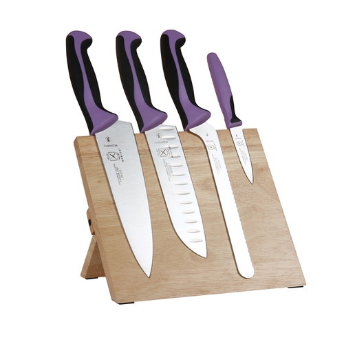 Mercer Culinary M21980PU Millennia® 5-Piece Knife Set w/ Rubberwood Magnetic Board