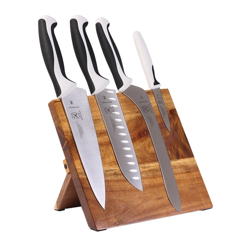 Mercer Culinary M21982WBH Millennia® 5-Piece Knife Set w/ Acacia Magnetic Board