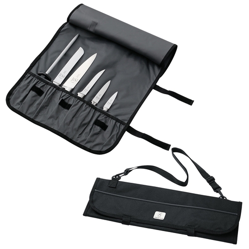 Mercer Culinary M30007M Black Heavy-Duty Hook-and-Loop 7- Knife Storage Roll