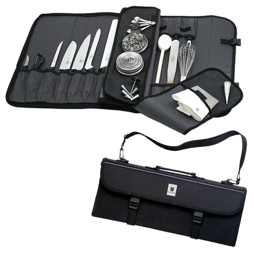 Mercer Culinary M30217M Black Heavy-Duty Hook-and-Loop 17-Knife Storage Roll