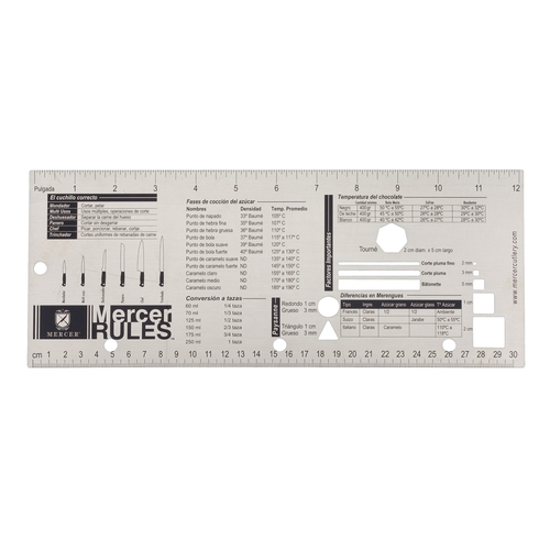 Mercer Culinary M33241S Rules™ Spanish Two-Sided Measurement Ruler with Guidelines