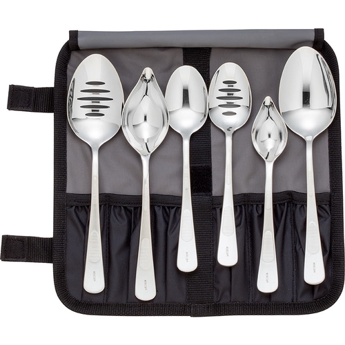 Mercer Culinary M35151 7-Piece Plating Spoon Set w/ Heavy Duty Storage Roll