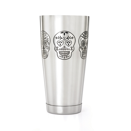 Mercer Culinary M37008SKU Barfly Laser Etched Skull 28 oz. Cocktail Shaker