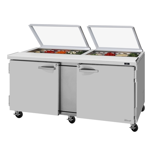 Turbo Air PST-72-N-GL 72" 18 Pan Sandwich Salad Prep Table With Glass Lids