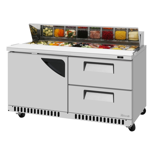 Turbo Air TST-60SD-D2R(L)-FB-N 60.25" 16 Pan Sandwich Salad Prep Table with Drawers