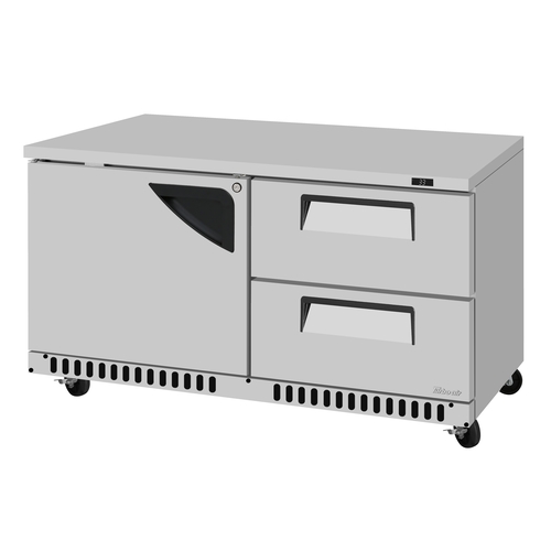 Turbo Air TUR-60SD-D2R(L)-FB-N 60.25" Two Section Undercounter Refrigerator With Drawers