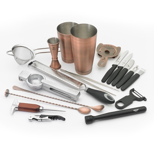 Mercer Culinary M37102ACP Barfly 18-Piece Deluxe Antique Copper Plated Mixology Set