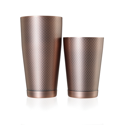 Mercer Culinary M37200ACP Barfly 28 & 18 oz. Diamond Etched Lattice Shaker Set