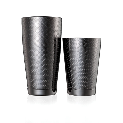 Mercer Culinary M37200BK Barfly 28 & 18 oz. Diamond Etched Lattice Shaker Set