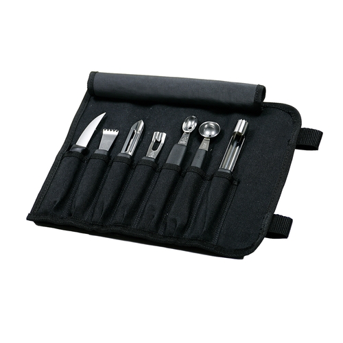 Mercer Culinary M40000 8 Piece Knife Garnishing Kit w/ Heavy Duty Storage Roll