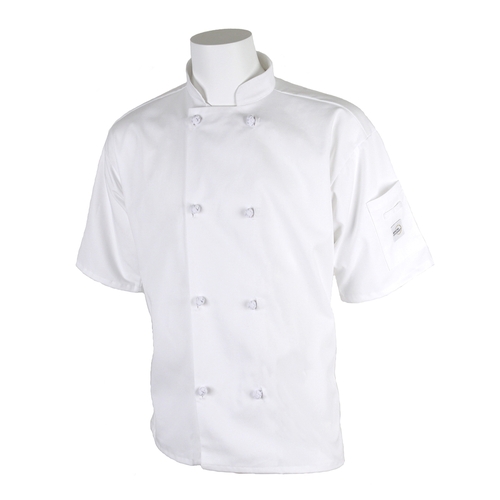 Mercer Culinary M60014WH1X Millenia Series White Short Sleeve Chef Coat - Extra Large