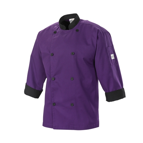 Mercer Culinary M60018PUB1X Millenia Air Series Purple 3/4 Sleeve Chef Coat - XL