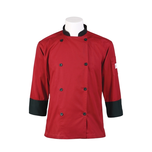 Mercer Culinary M60018RDB1X Millenia Air Series Red 3/4 Sleeve Chef Coat - XL