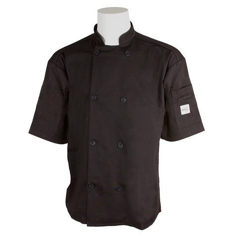 Mercer Culinary M60019BK1X Millenia Air Series Black Short Sleeve Chef Coat - XL