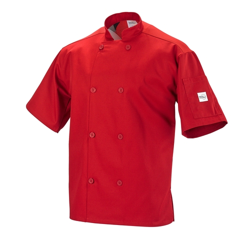 Mercer Culinary M60019RDL Millenia Air Series Red Short Sleeve Chef Coat - Large