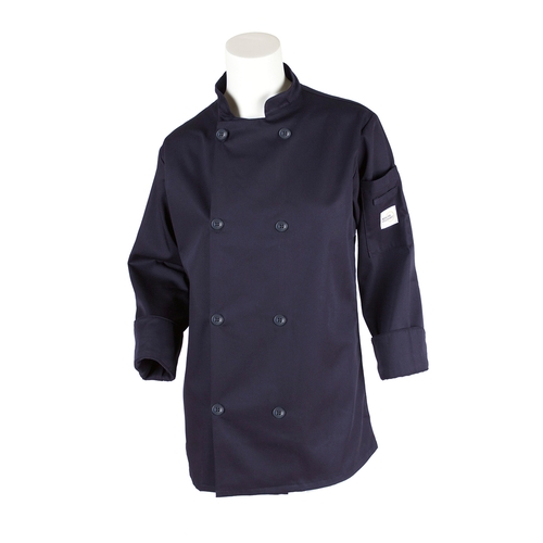 Mercer Culinary M60020NBL Millenia Series Navy Blue Long Sleeve Women's Chef Coat - L